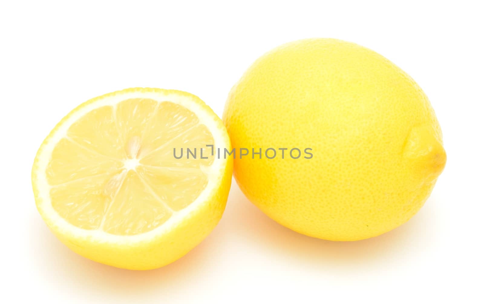 Closeup shot of lemons on the white background.