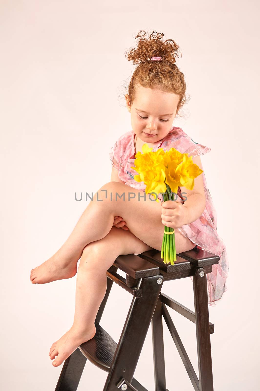 Little Girl Fashion Model in Rose Dress by Multipedia