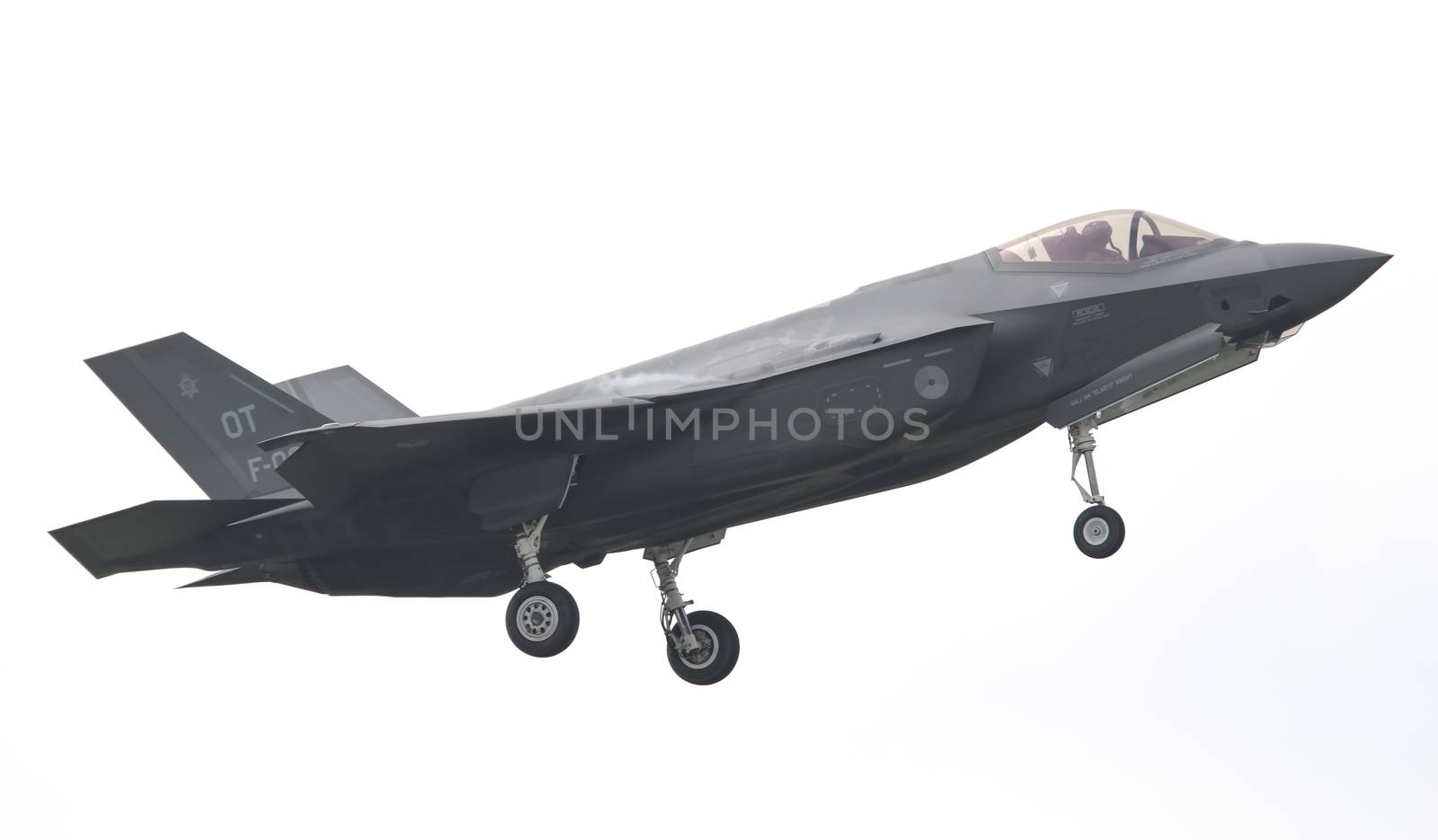 LEEUWARDEN, THE NETHERLANDS -MAY 26: F-35 fighter during it's first test in Europe on May 26, 2016 in Leeuwarden. It is the world's most advanced multi-role fighter.
