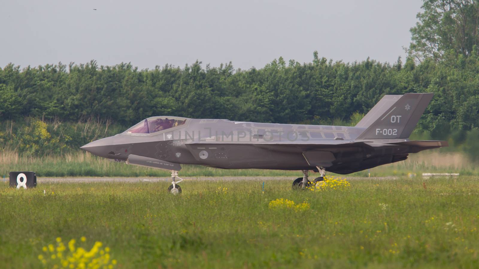 LEEUWARDEN, THE NETHERLANDS -MAY 26: F-35 fighter during it's first test in Europe on May 26, 2016 in Leeuwarden. It is the world's most advanced multi-role fighter.