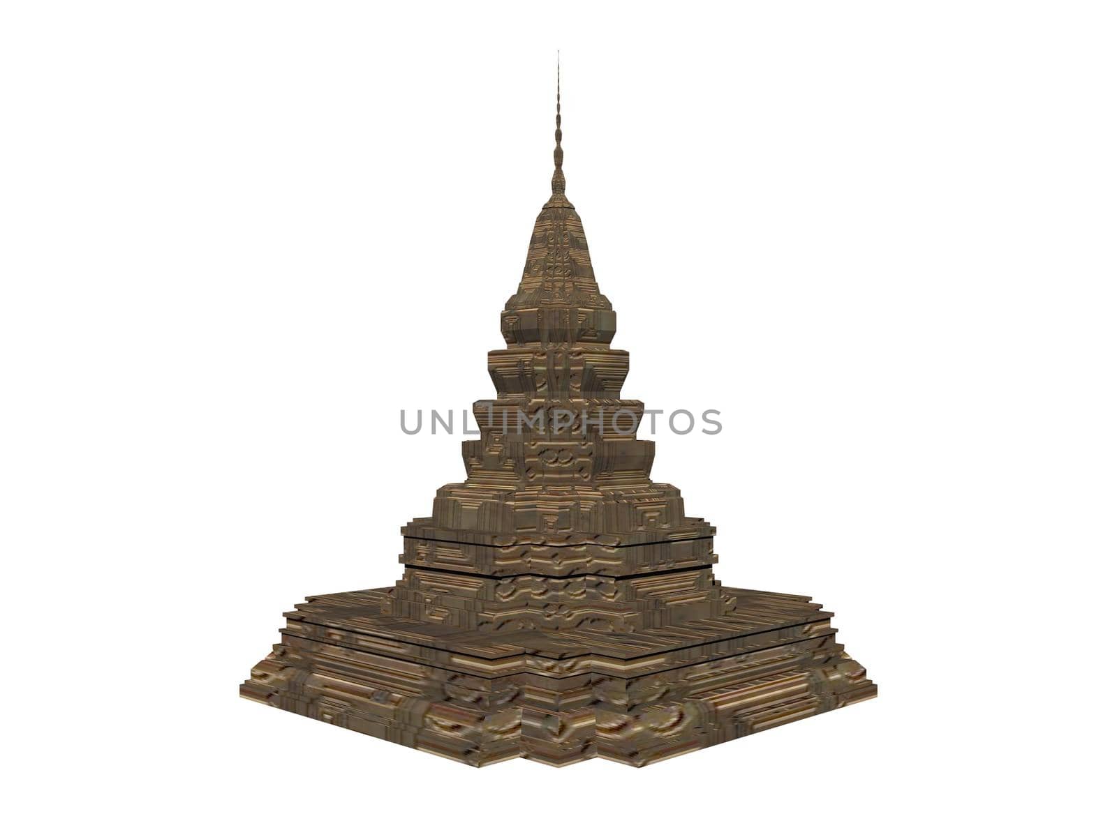 chedi bouddhist isolated in white background