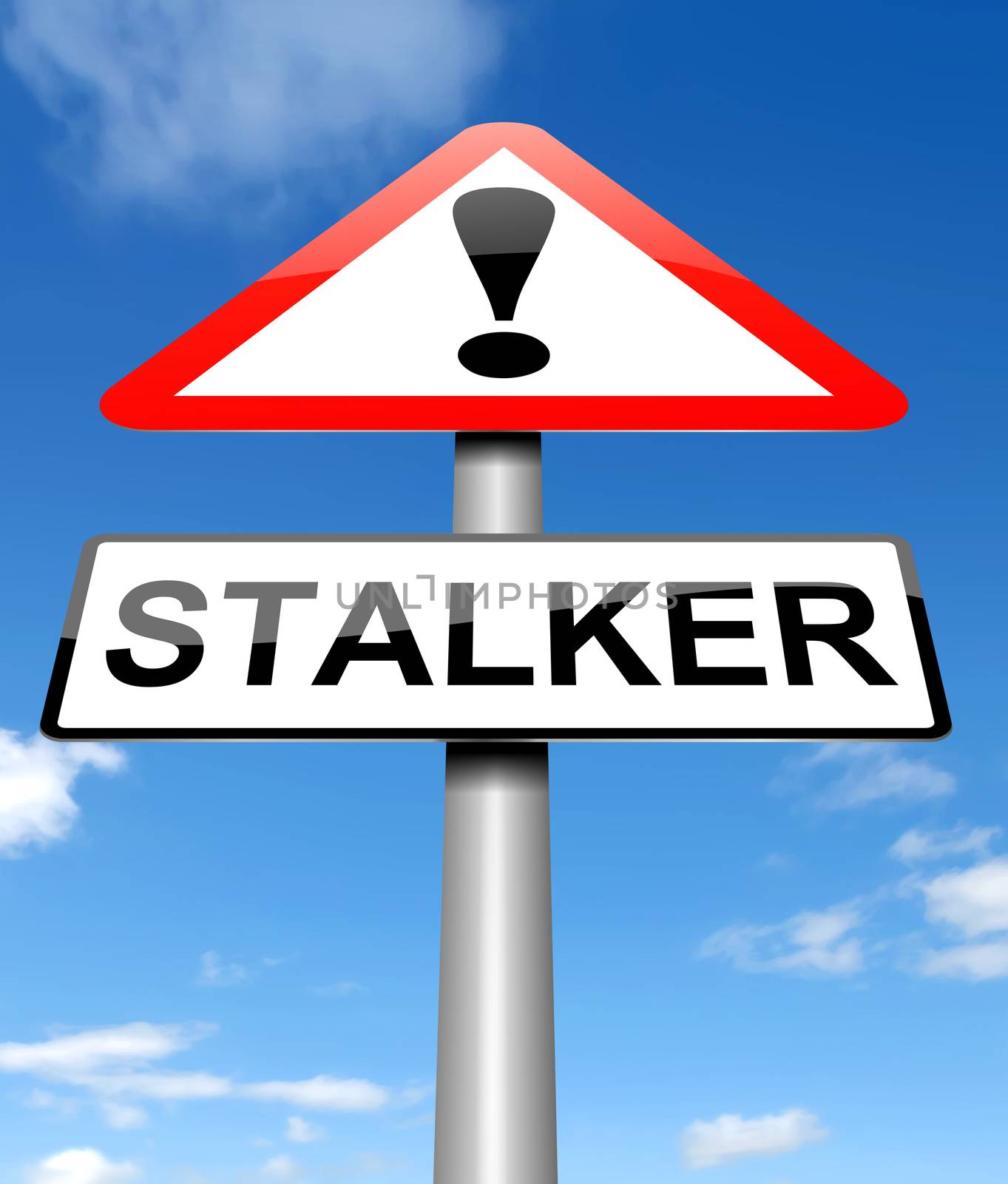 Illustration depicting a sign with a stalker concept.