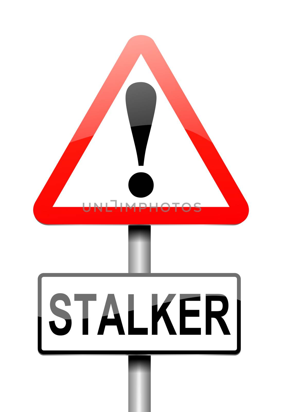 Illustration depicting a sign with a stalker concept.