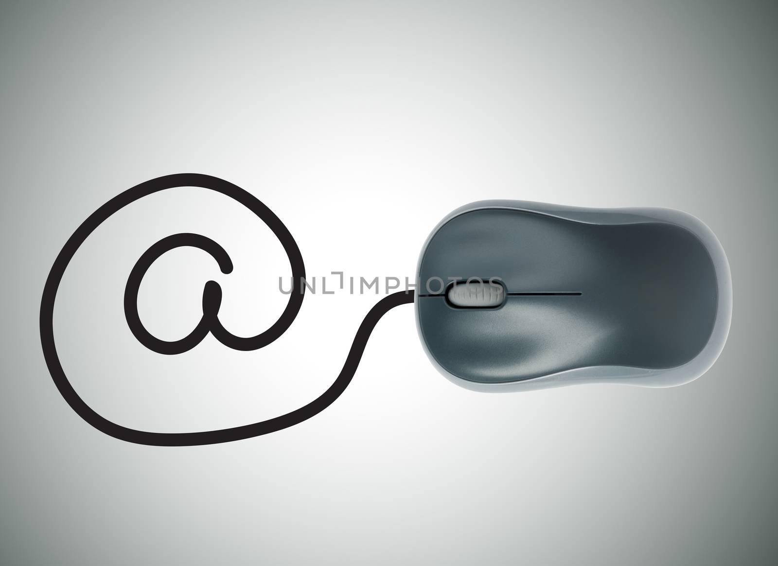 Computer mouse wire in to e-mail logo by cherezoff