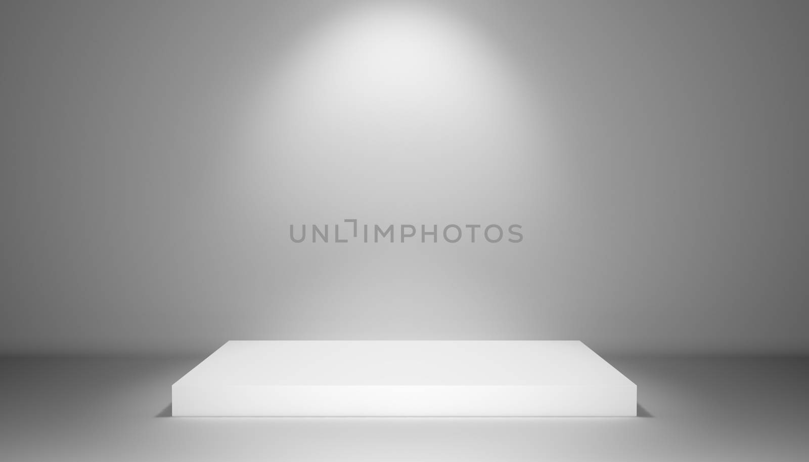 Pedestal with light source, 3D illustration. Exhibition template background