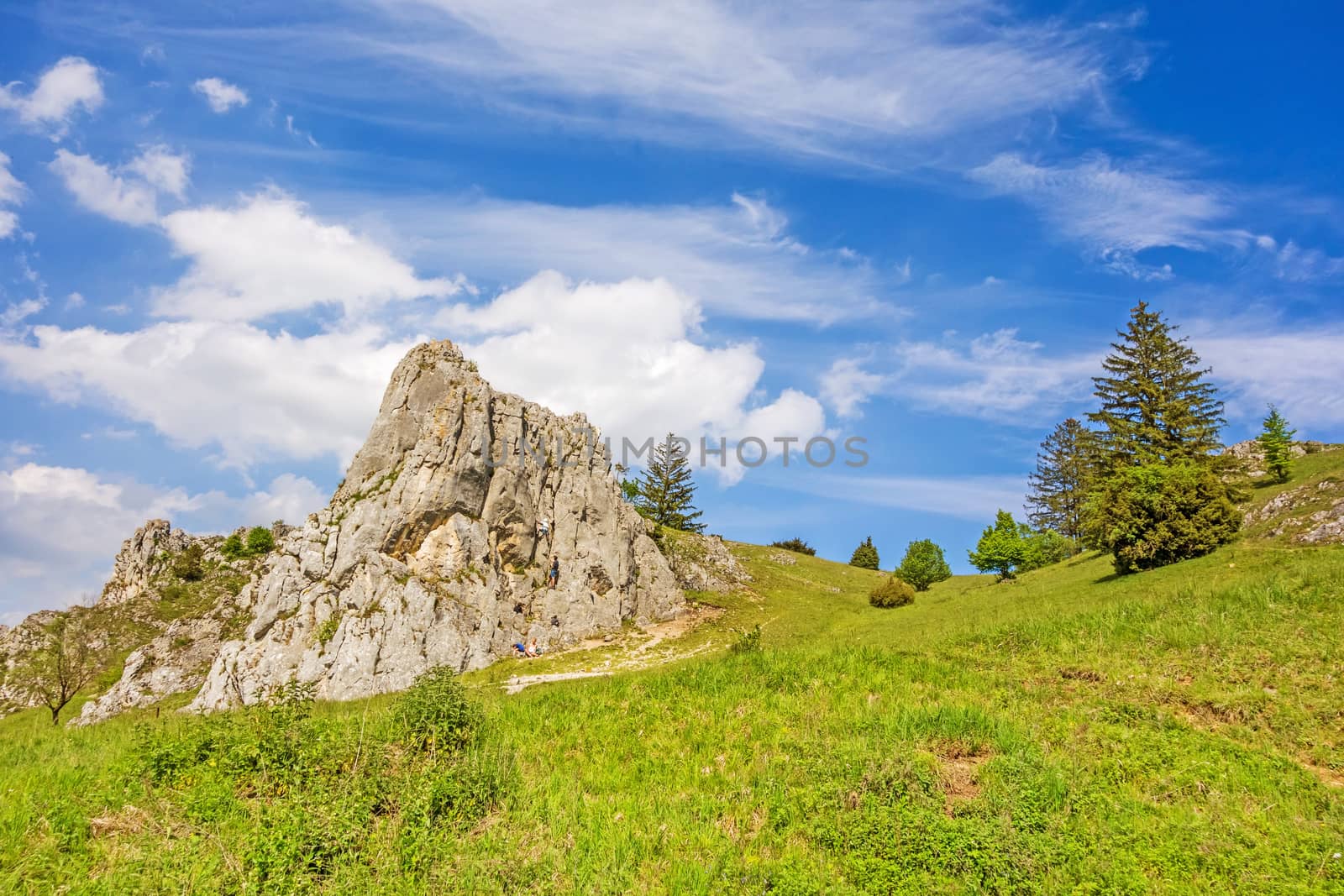 Mountains of the valley Eselsburger Tal near river Brenz - jewel of the Swabian Alps (Schwaebische Alb)