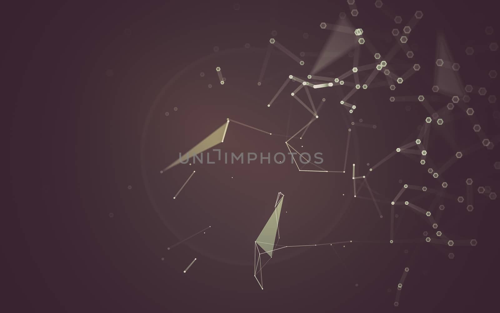 Abstract polygonal space low poly dark background with connecting dots and lines. Connection structure. 3d rendering