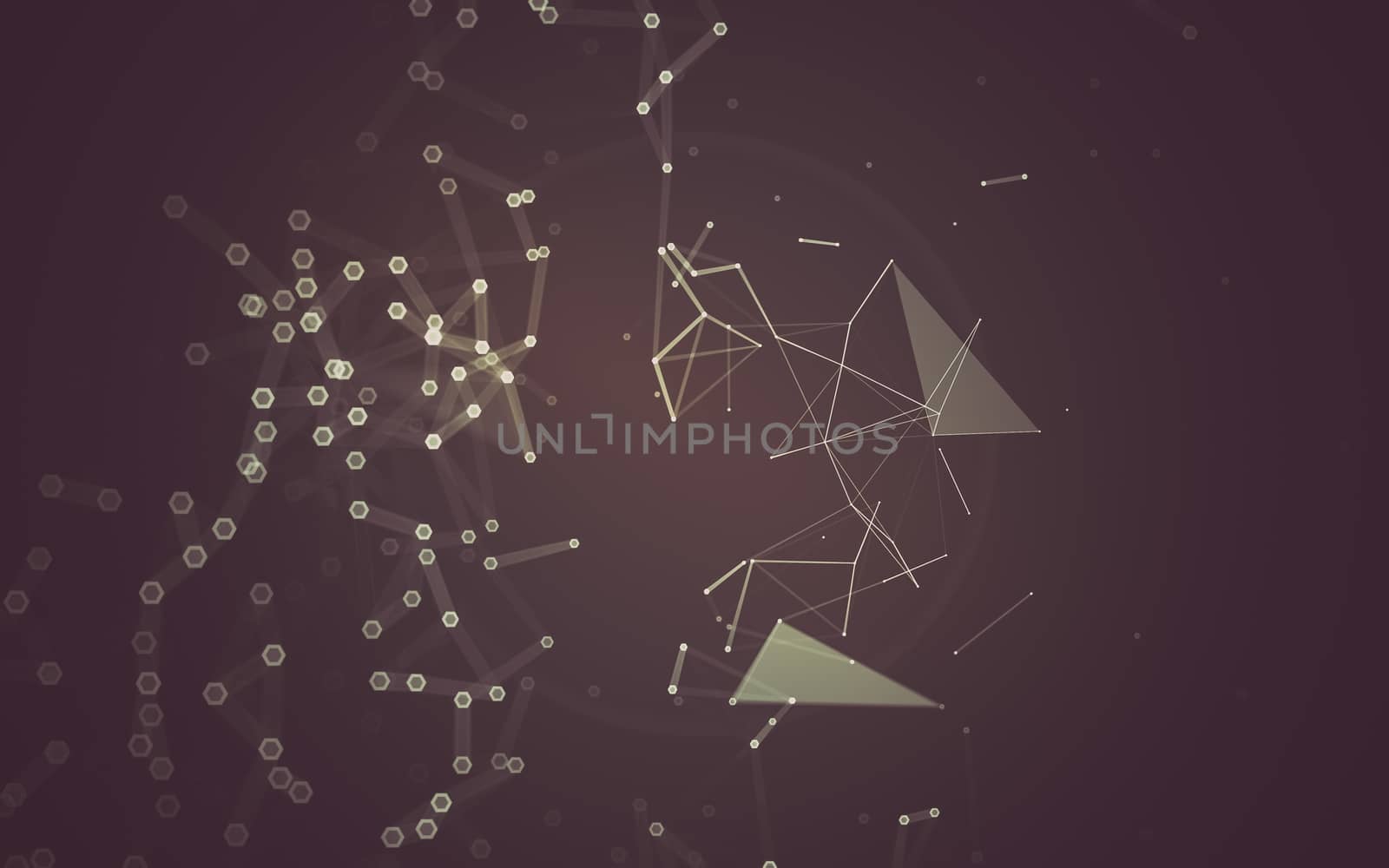 Abstract polygonal space low poly dark background, 3d rendering by teerawit