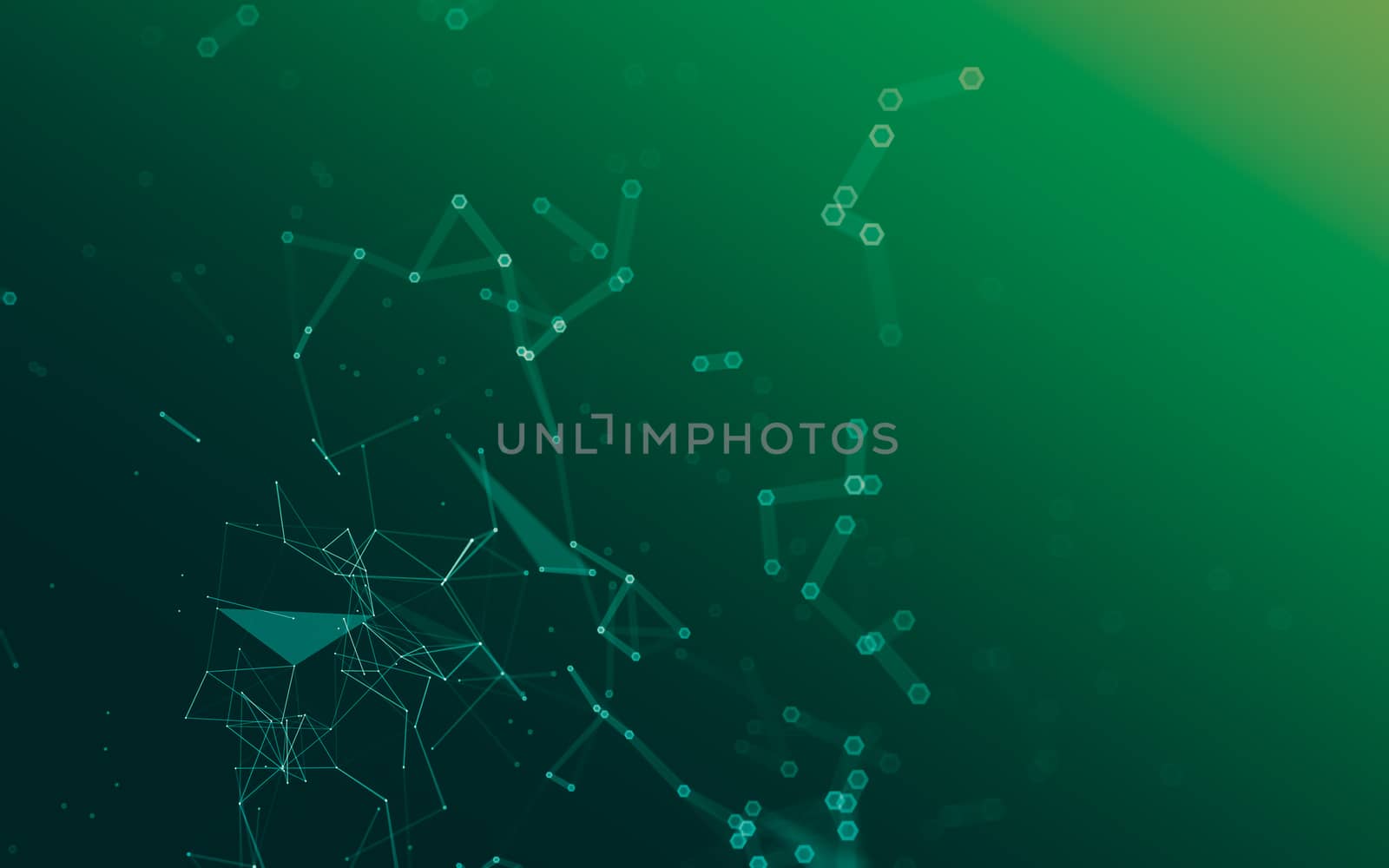 Abstract polygonal space low poly dark background with connecting dots and lines. Connection structure. 3d rendering