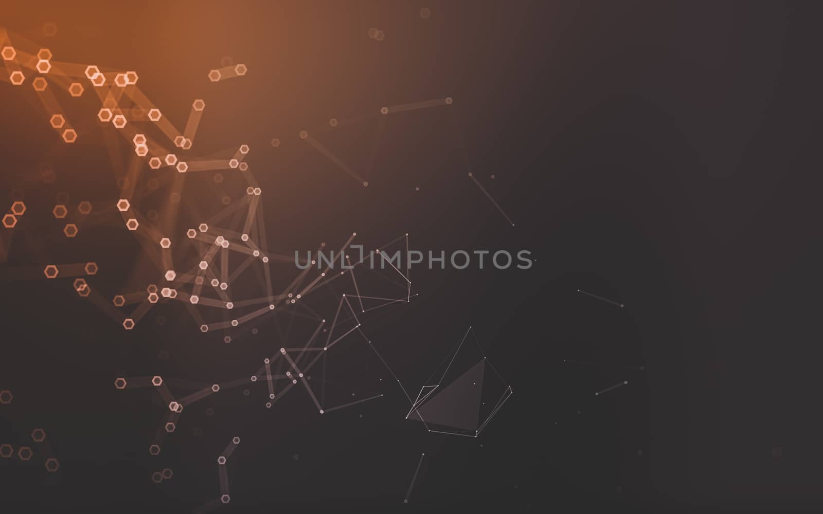 Abstract polygonal space low poly dark background with connecting dots and lines. Connection structure. 3d rendering