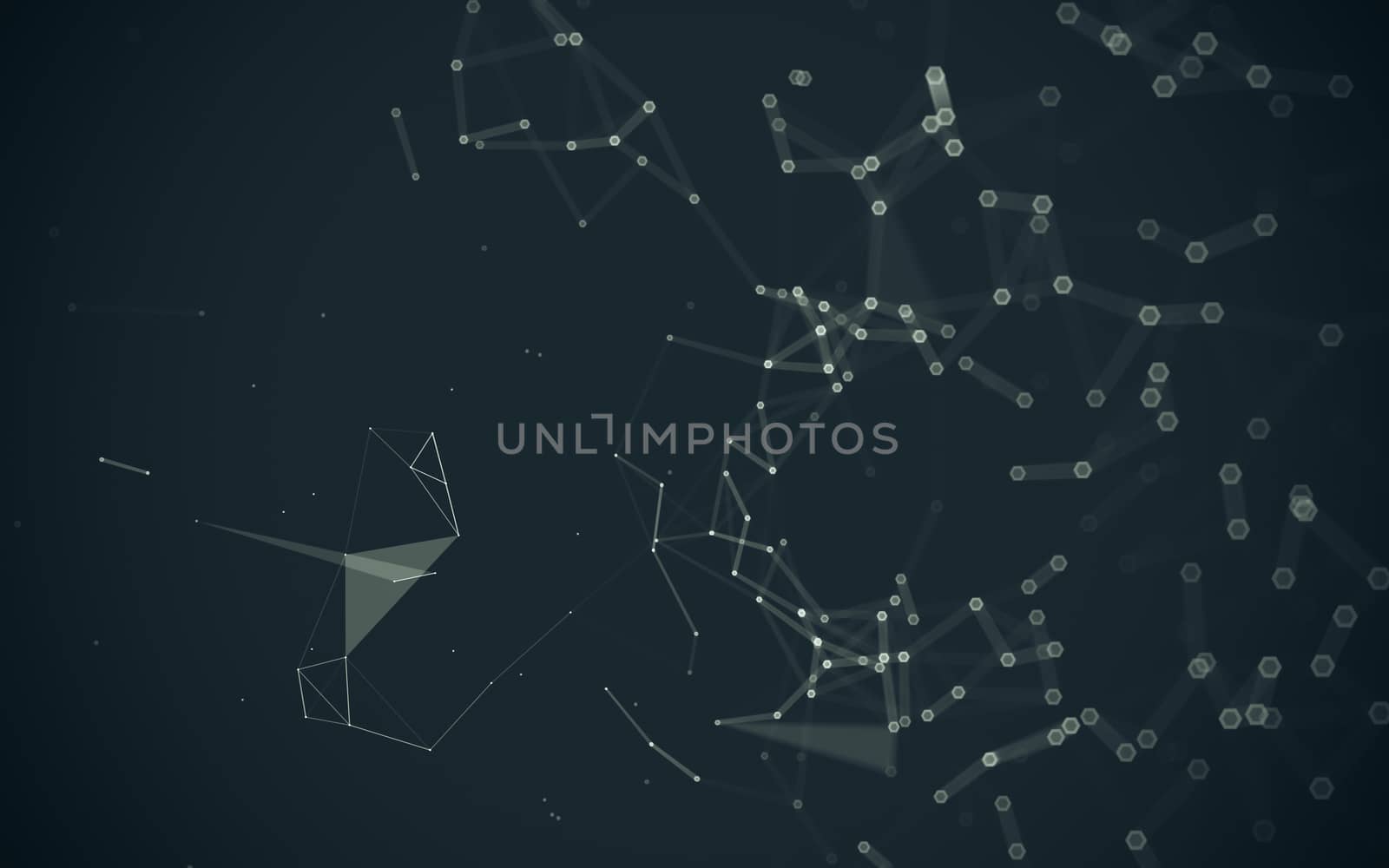 Abstract polygonal space low poly dark background, 3d rendering by teerawit