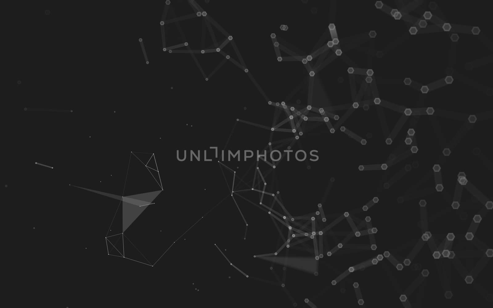 Abstract polygonal space low poly dark background with connecting dots and lines. Connection structure. 3d rendering