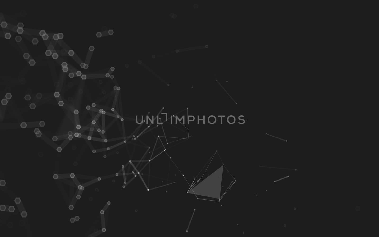 Abstract polygonal space low poly dark background with connecting dots and lines. Connection structure. 3d rendering