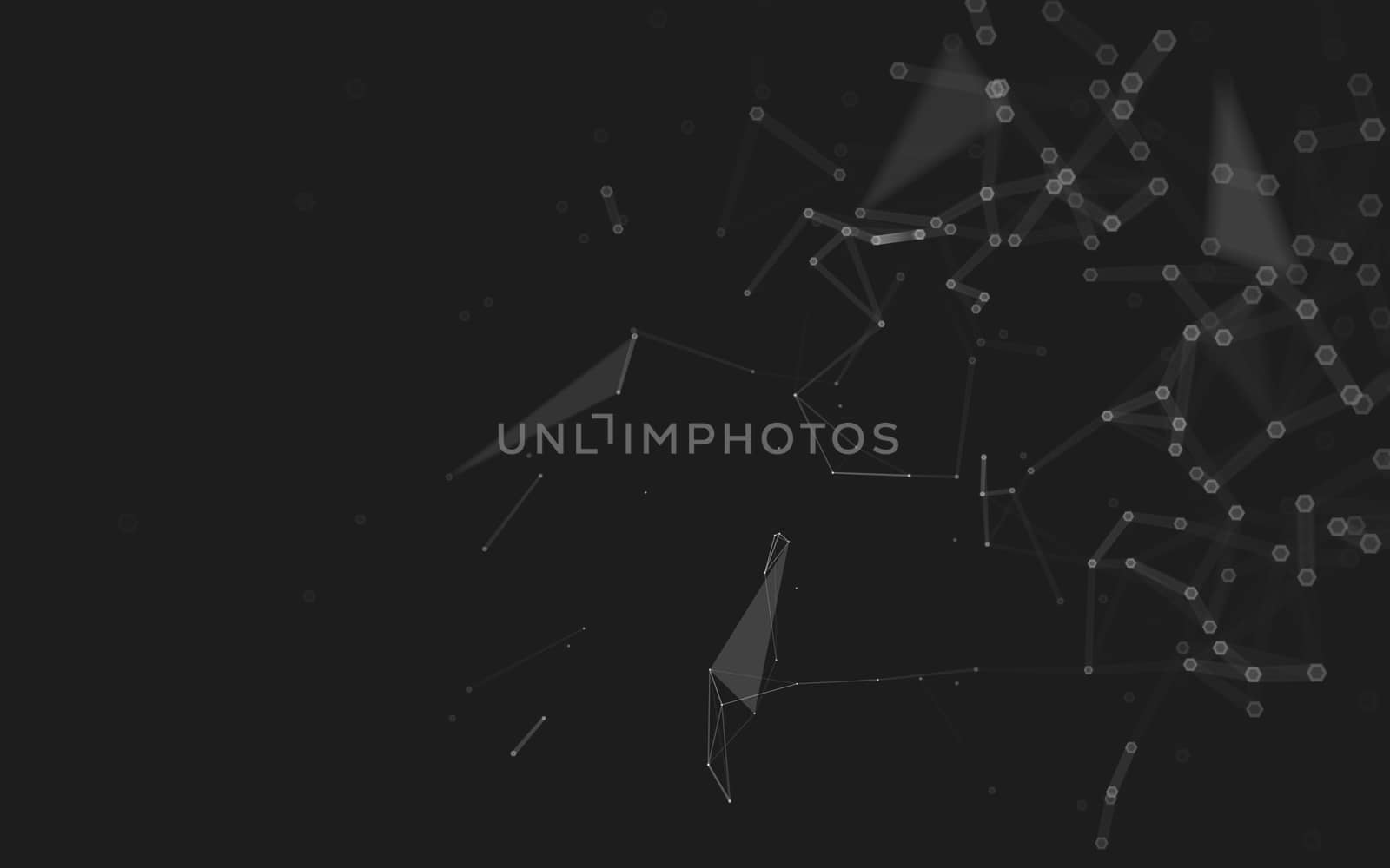 Abstract polygonal space low poly dark background with connecting dots and lines. Connection structure. 3d rendering