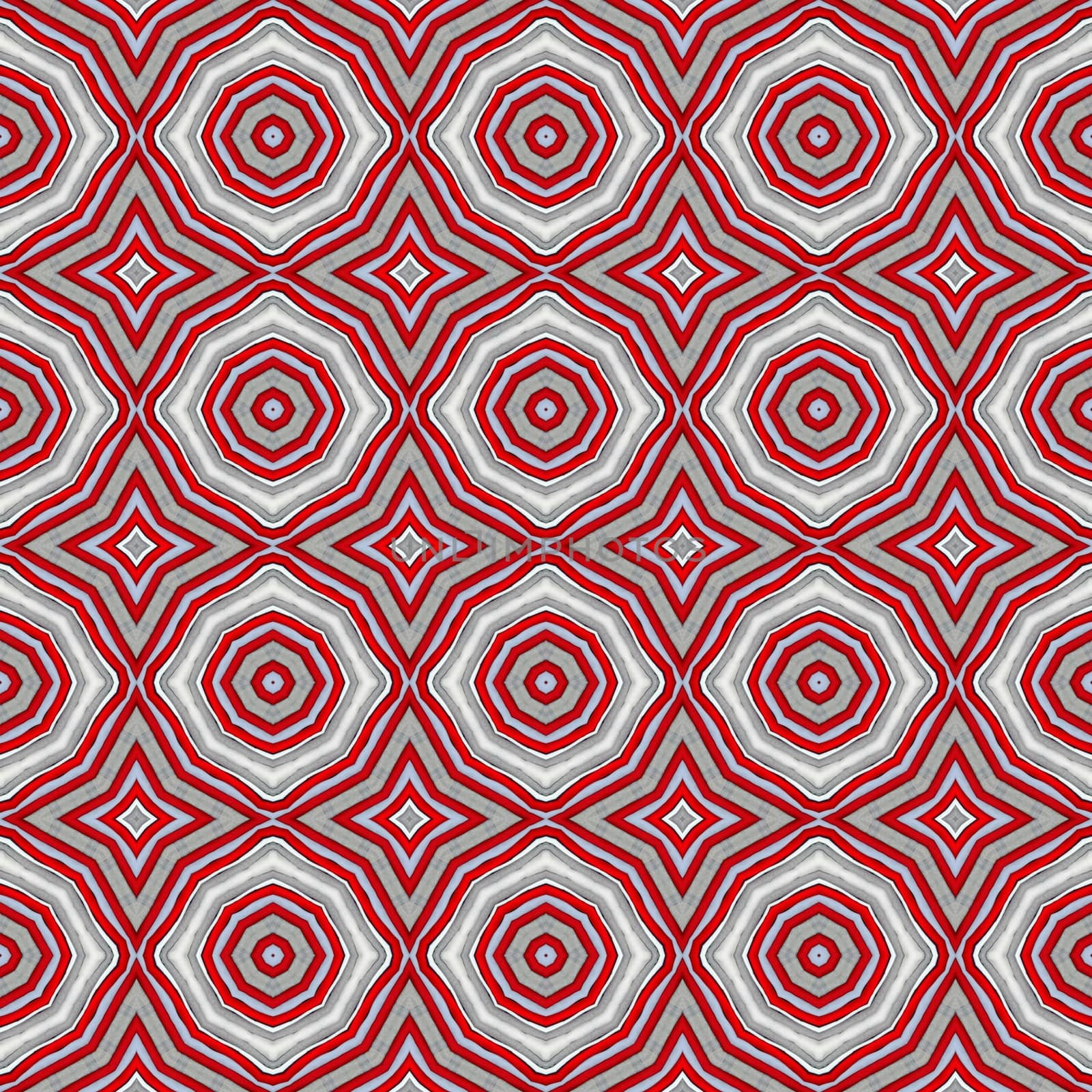 Abstract seamless red, gray and white background with star and circle shapes.