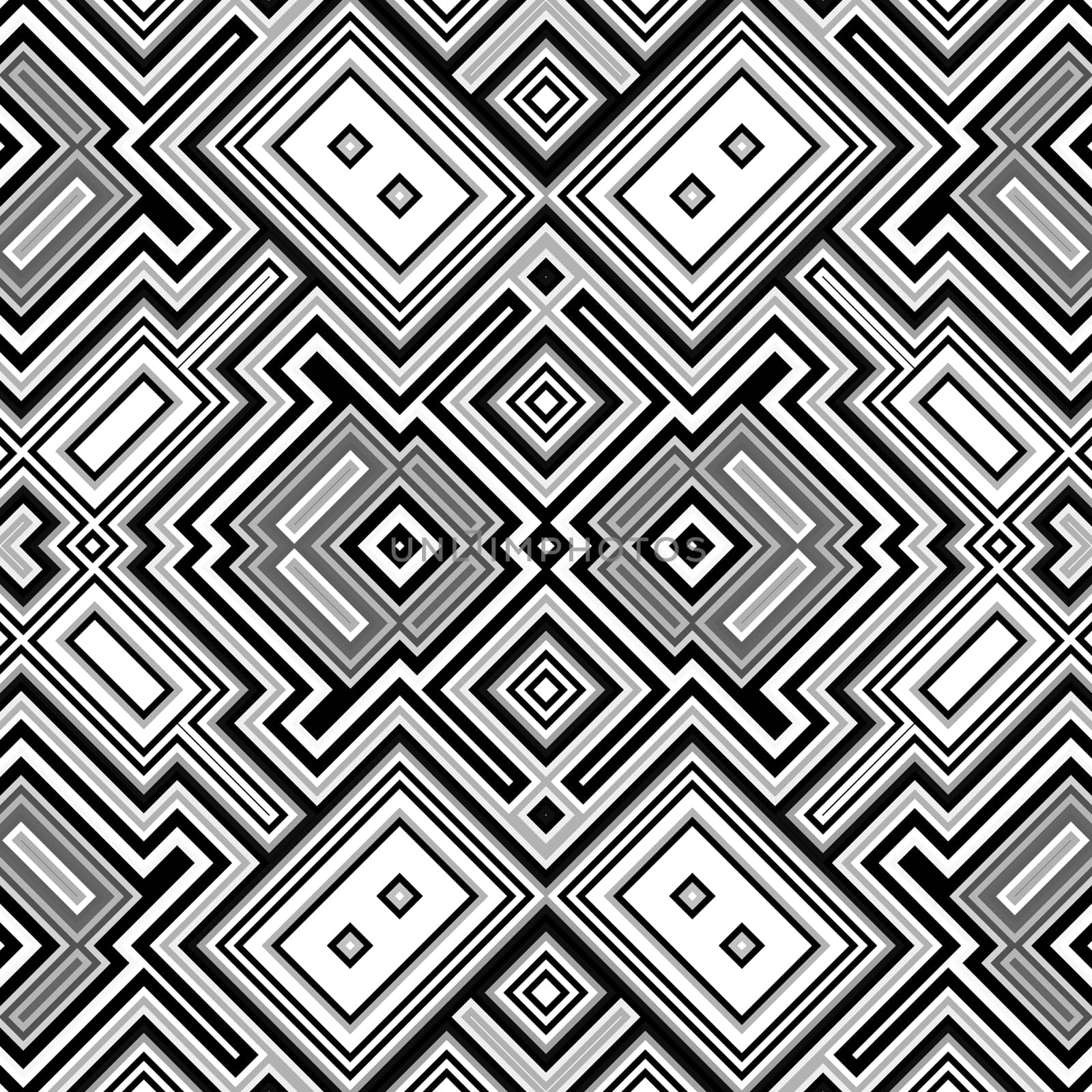 Seamless geometric retro black and white background made from simple squares.