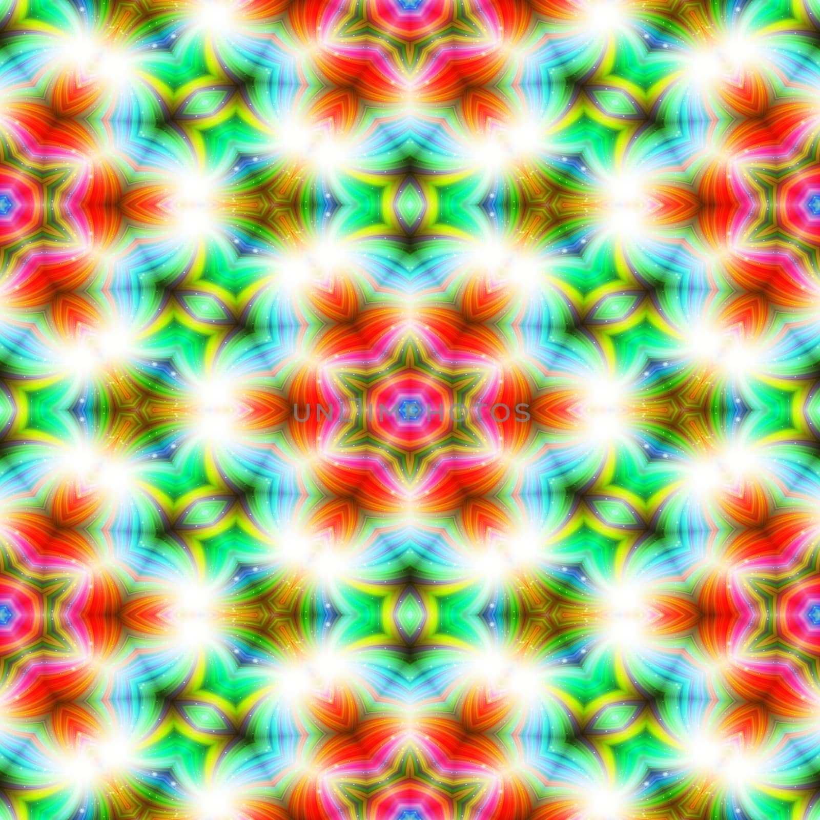 Kaleidoscope seamless abstract colorful background with star shape.