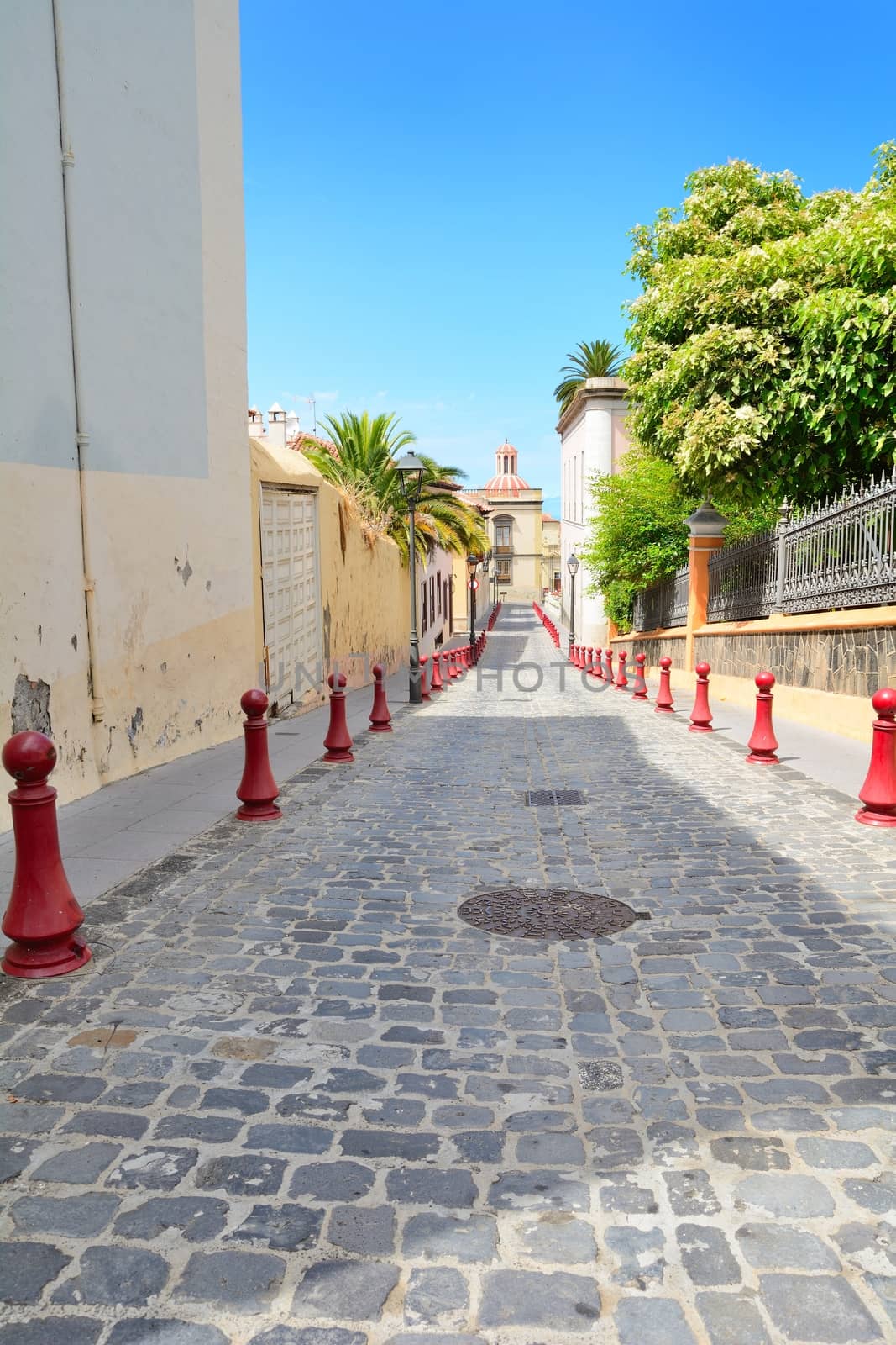 Paved street of the old town La Orotava in the Tenerife, Spain.