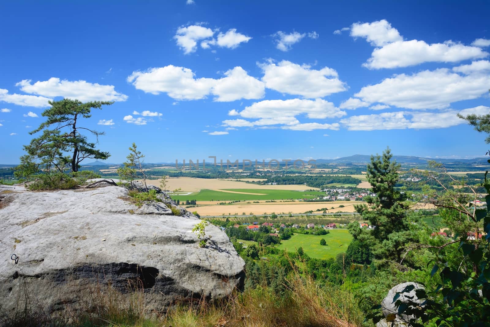 Landscape view from "Prihrazske rocks" in the Czech Republic. Typical Czech country.