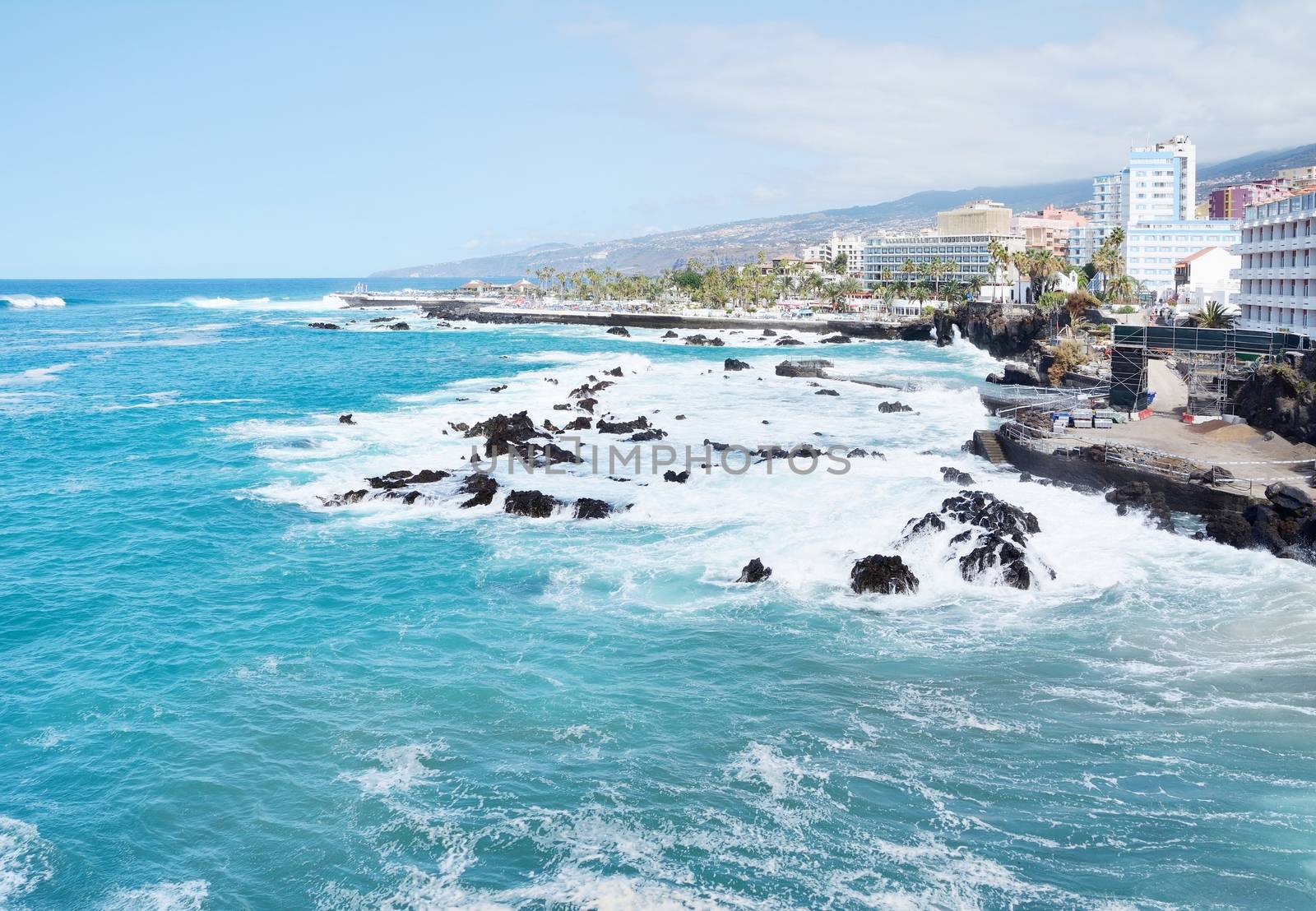 Puerto de la Cruz city coast in the Tenerife, Spain.