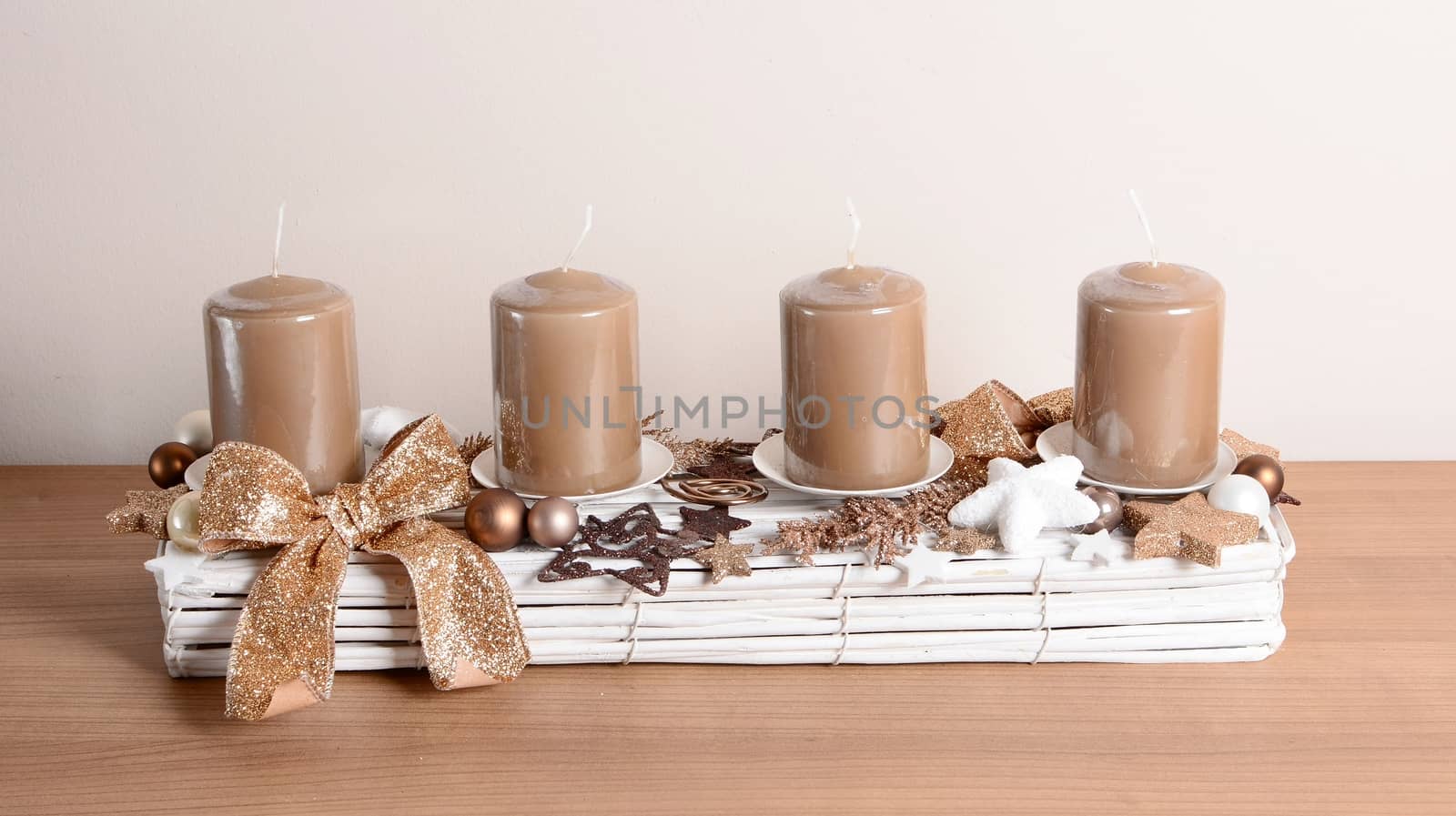 Interior Christmas home decoration on the table.