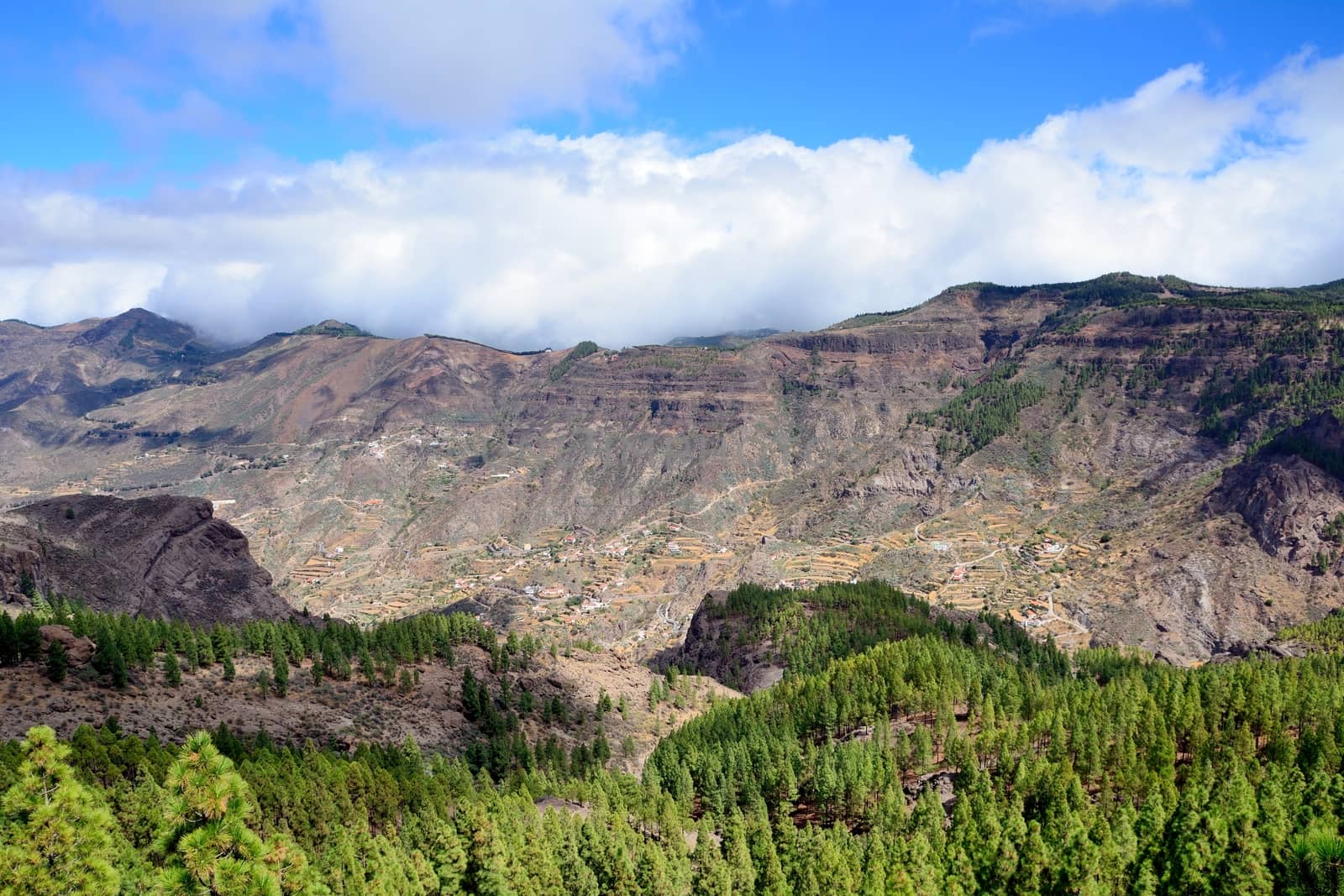 Gran Canaria mountain landscape. View from Roque Nublo peak.