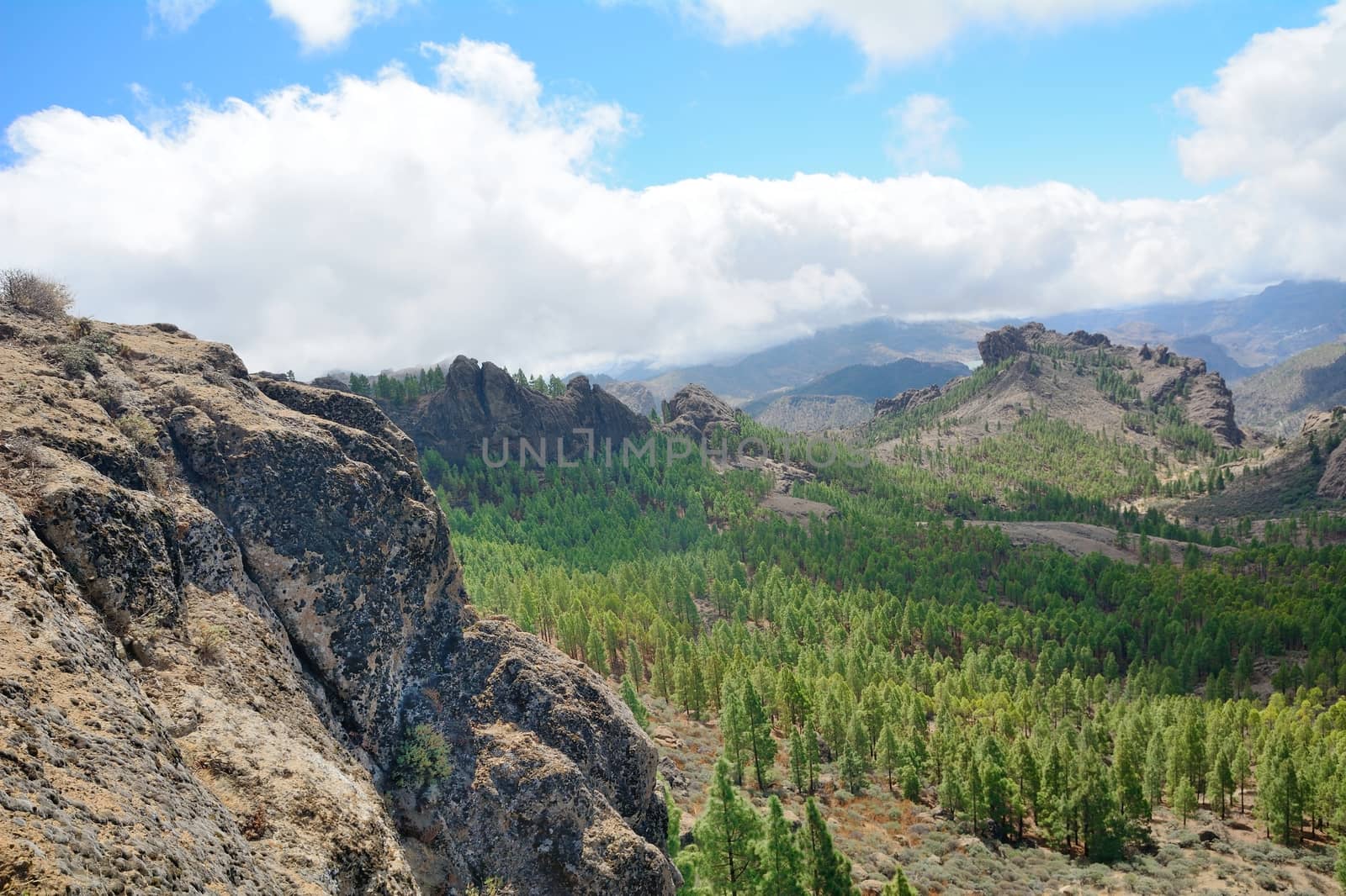 Gran Canaria mountain landscape. View from Roque Nublo peak. 