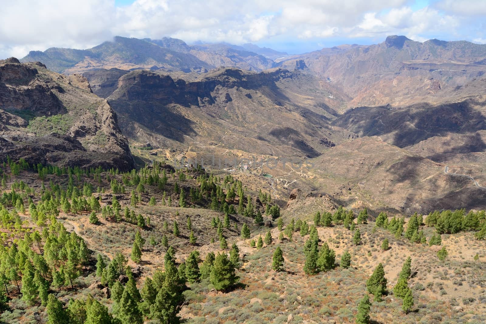 Gran Canaria mountain landscape. View from Roque Nublo peak.