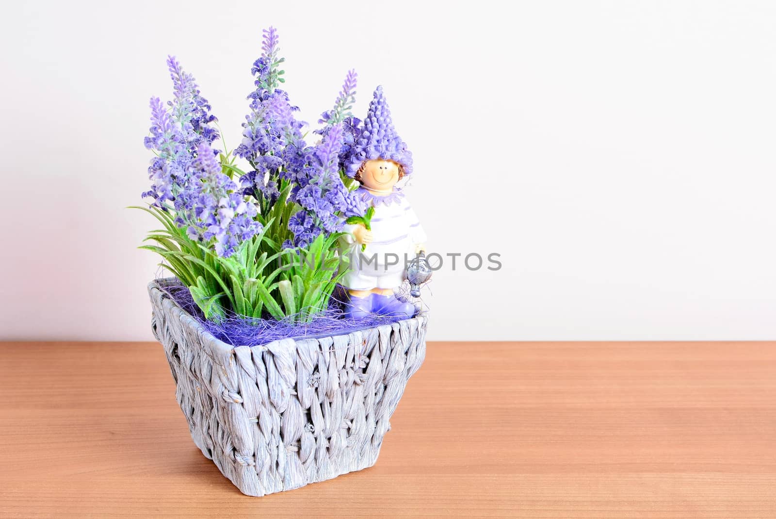 Easter floral home decoration on the table. Homemade arrangement.