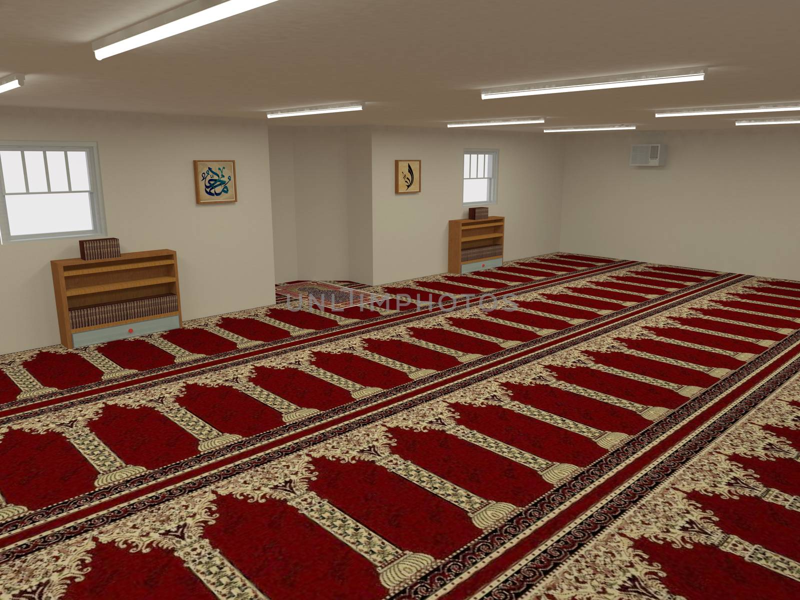 Interior mosque in 3D