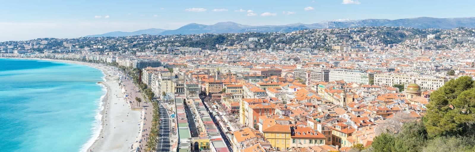 Nice Cote d'Azur Riviera France with mediterranean beach sea panorama