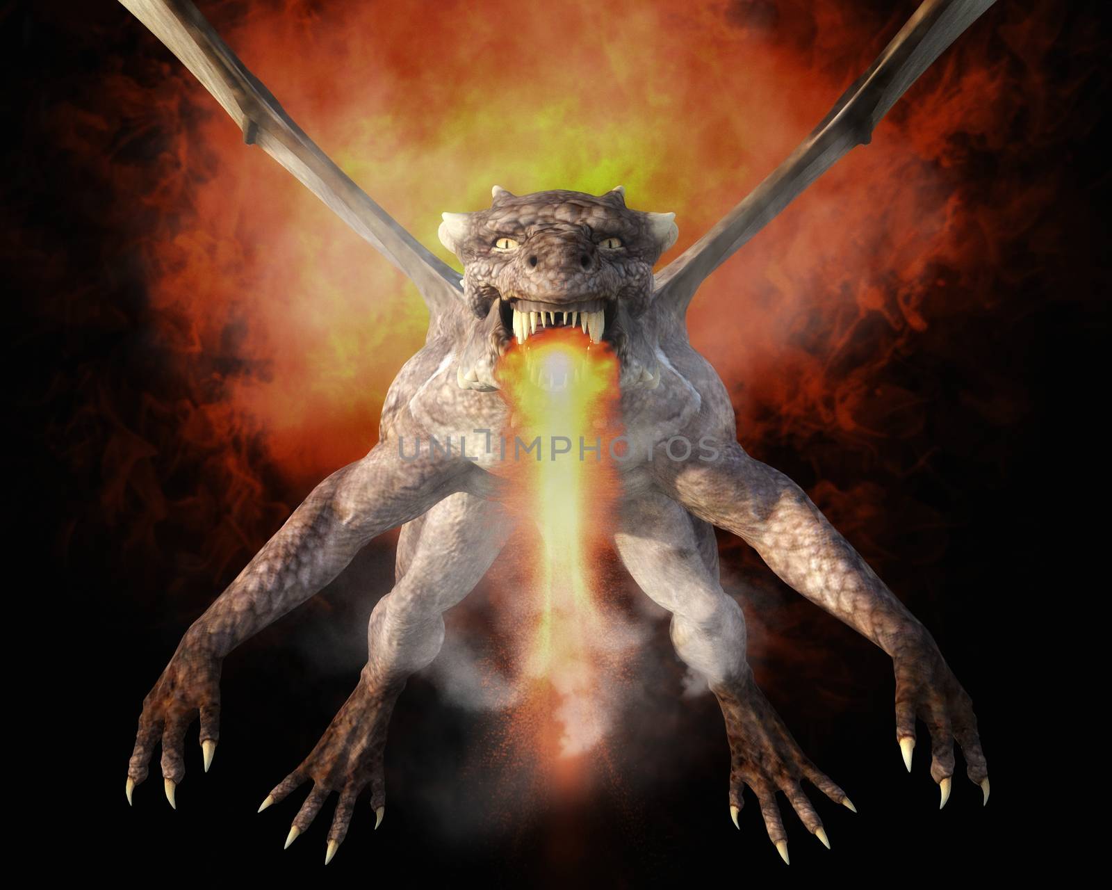 3D Illustration; 3D Rendering of a Dragon by 3quarks
