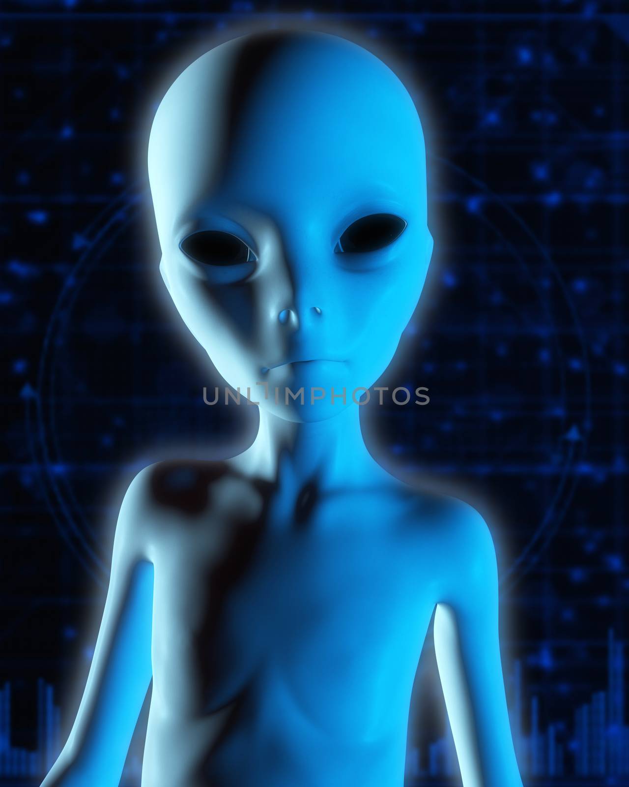 3D Illustration; 3D Rendering of an Alien