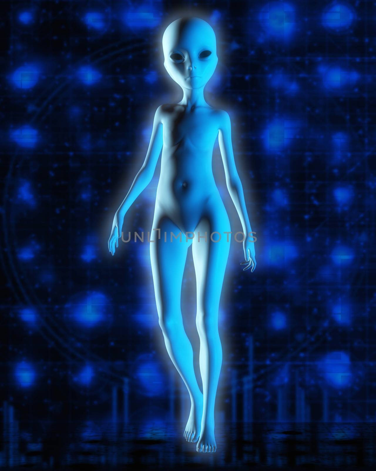 3D Illustration; 3D Rendering of an Alien by 3quarks