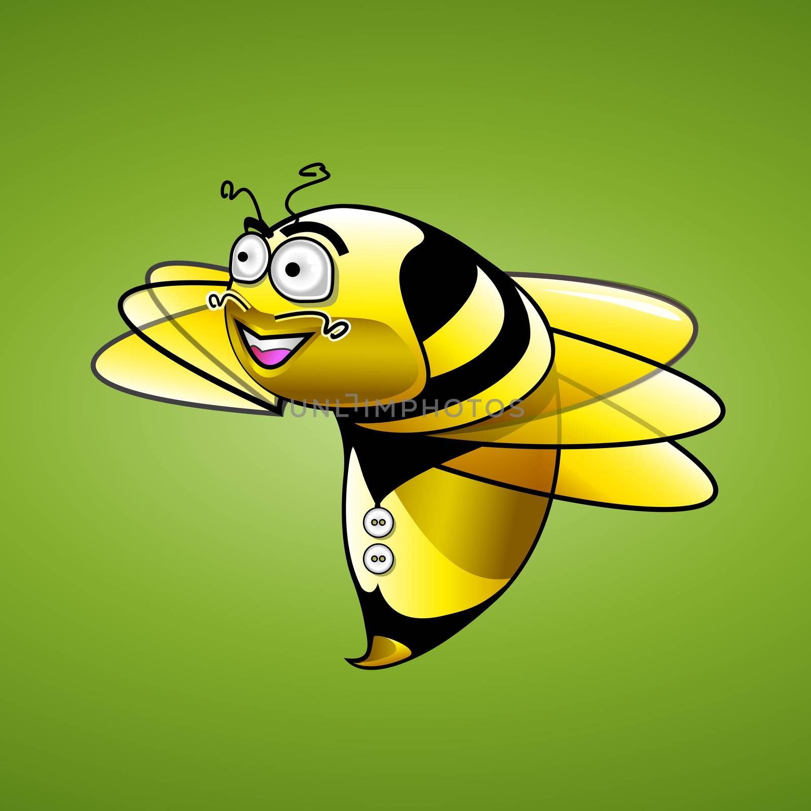 Bee Character drawing raster illustration