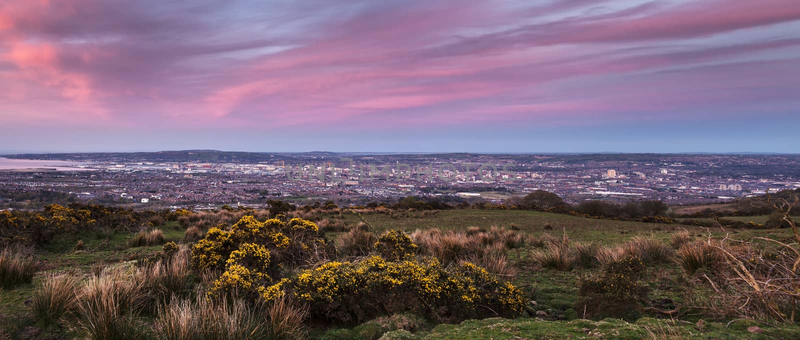 Panorama of Belfast at sunset by benkrut