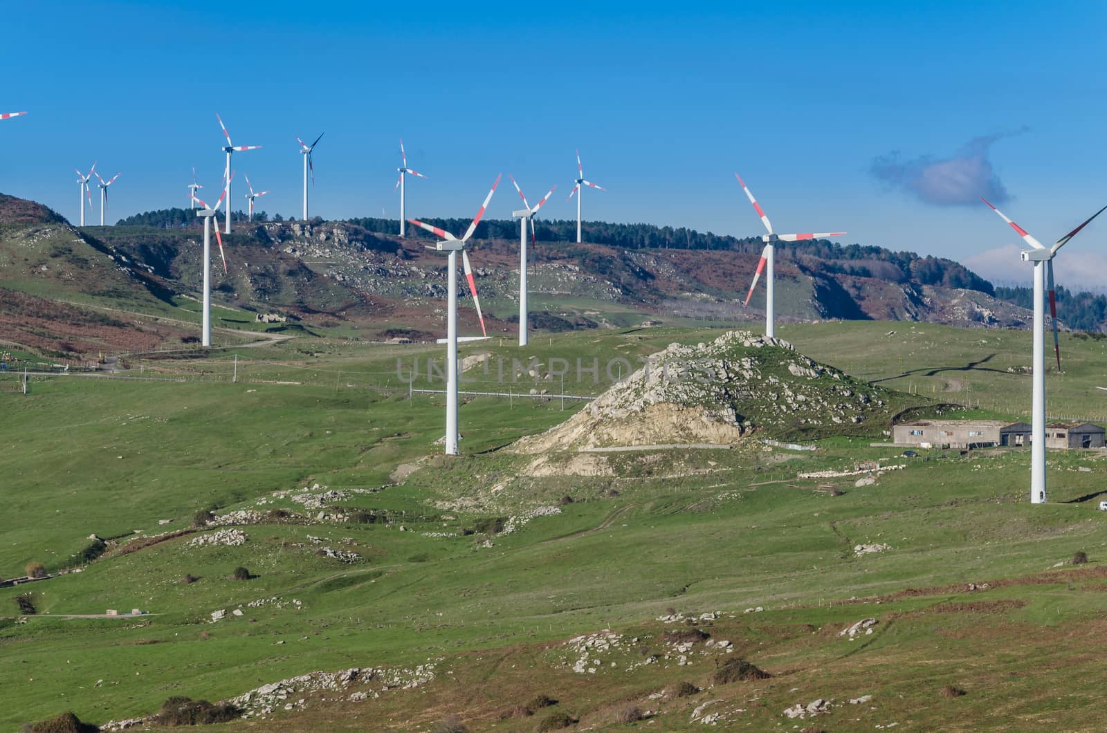 the wind farm in the high mountains