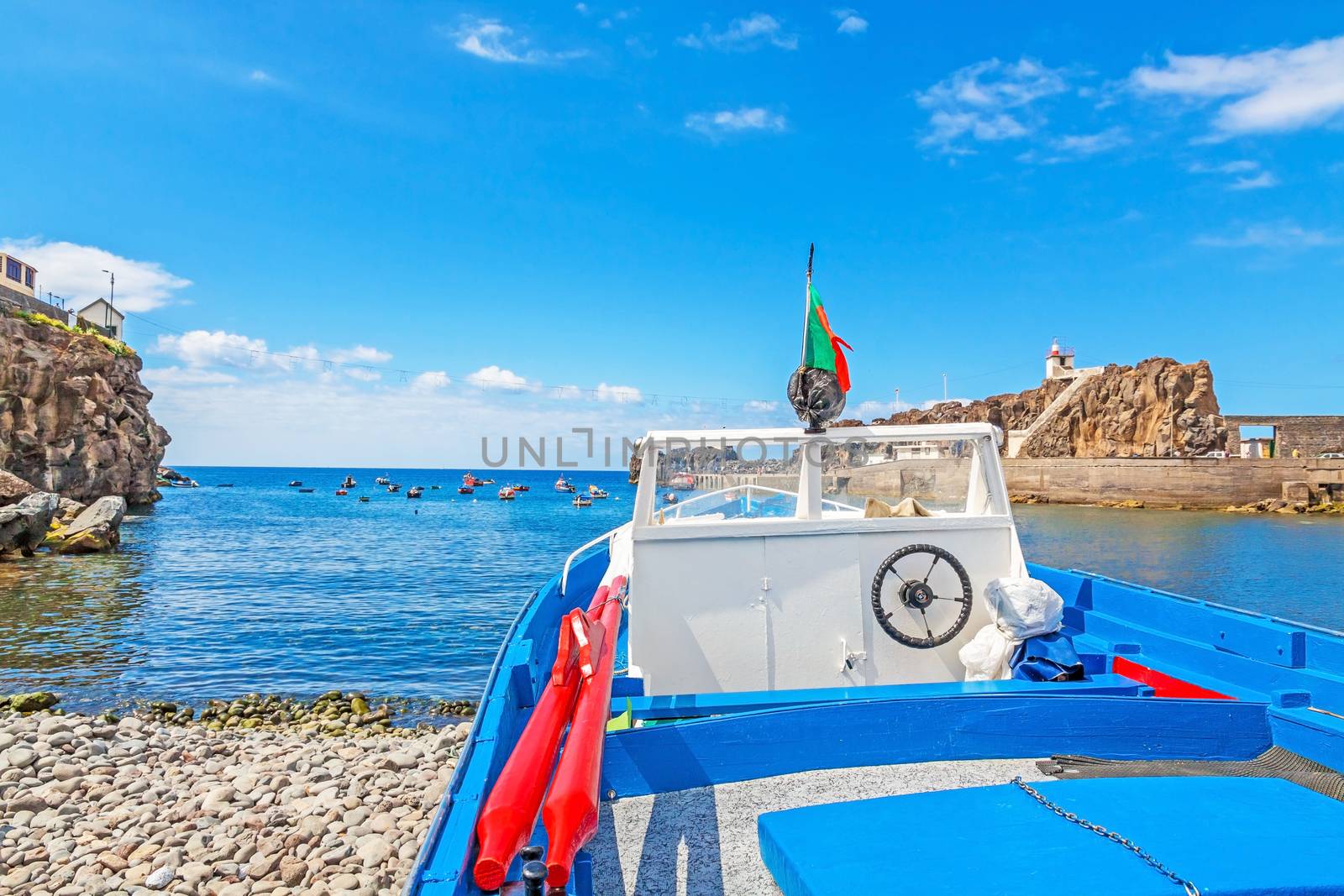 Boat at the harbor / at land - ocean in front - Camara de Lobos, Madeira