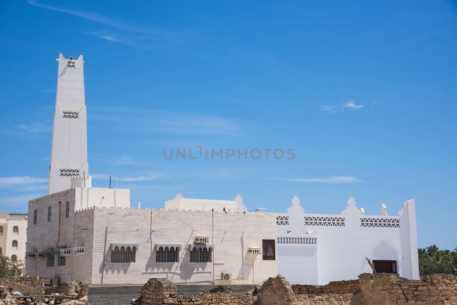 Masjid Aqeel Mosque in Salalah, Oman. The mosque was originally built in 1779, making it one of the oldest mosques in Salalah.