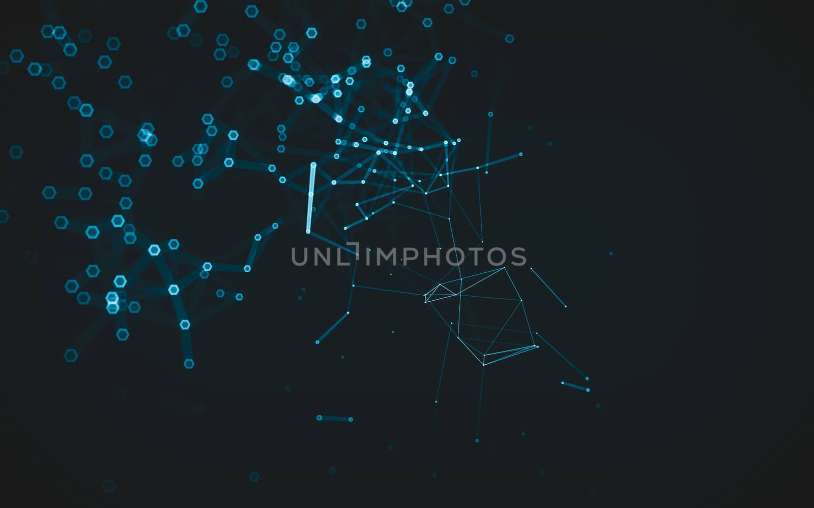 Abstract polygonal space low poly dark background with connecting dots and lines. Connection structure. 3d rendering