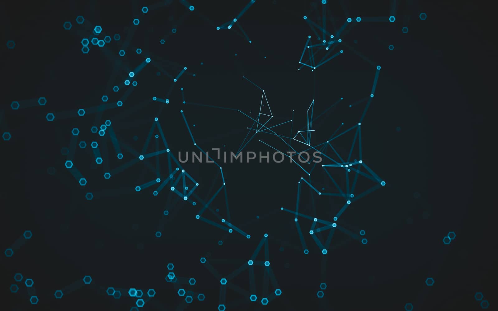 Abstract polygonal space low poly dark background with connecting dots and lines. Connection structure. 3d rendering