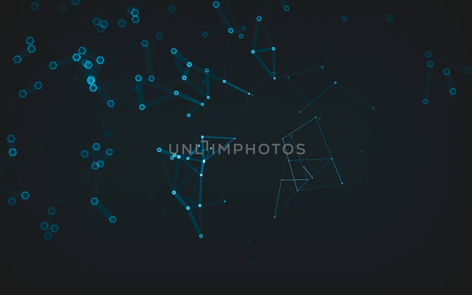 Abstract polygonal space low poly dark background with connecting dots and lines. Connection structure. 3d rendering