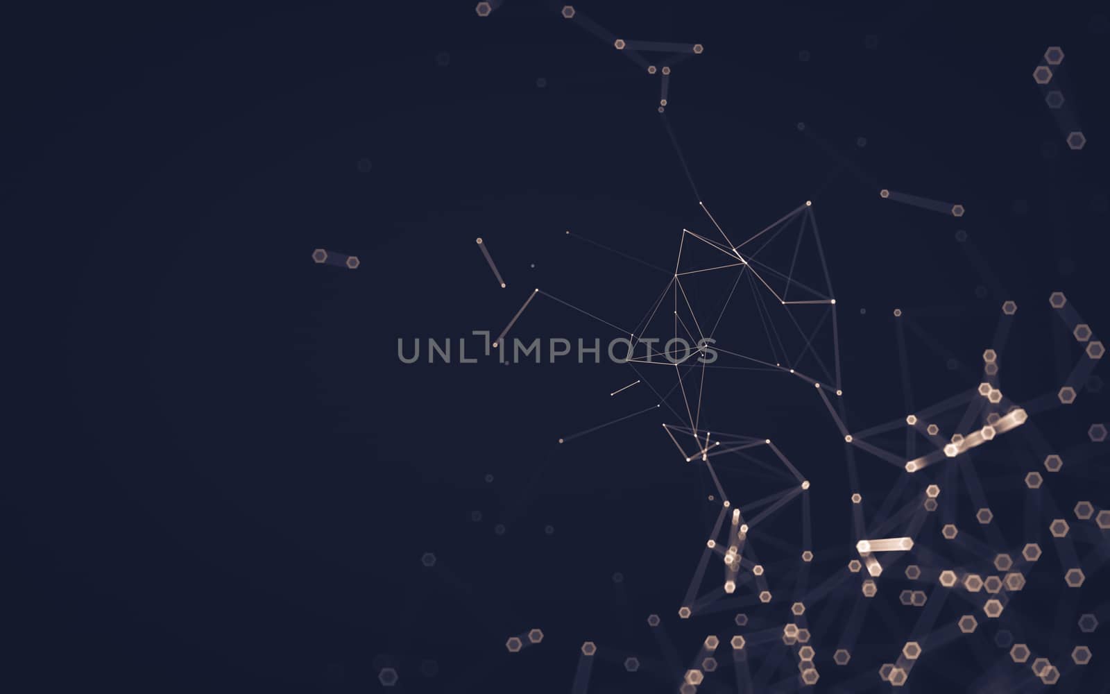 Abstract polygonal space low poly dark background with connecting dots and lines. Connection structure. 3d rendering