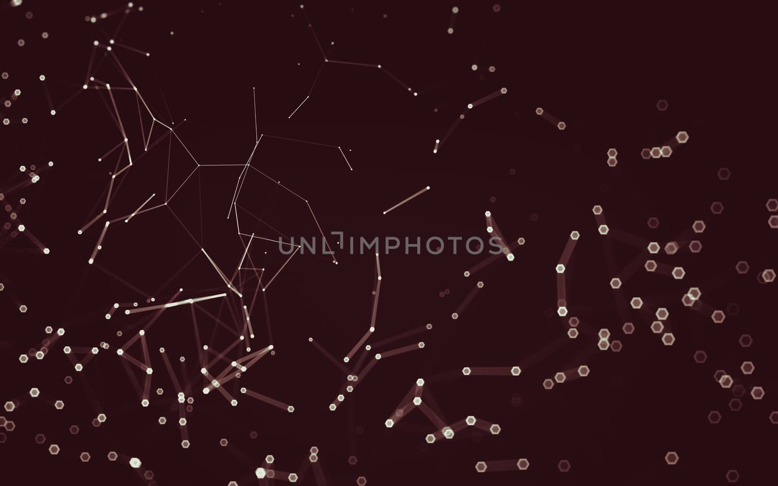 Abstract polygonal space low poly dark background with connecting dots and lines. Connection structure. 3d rendering