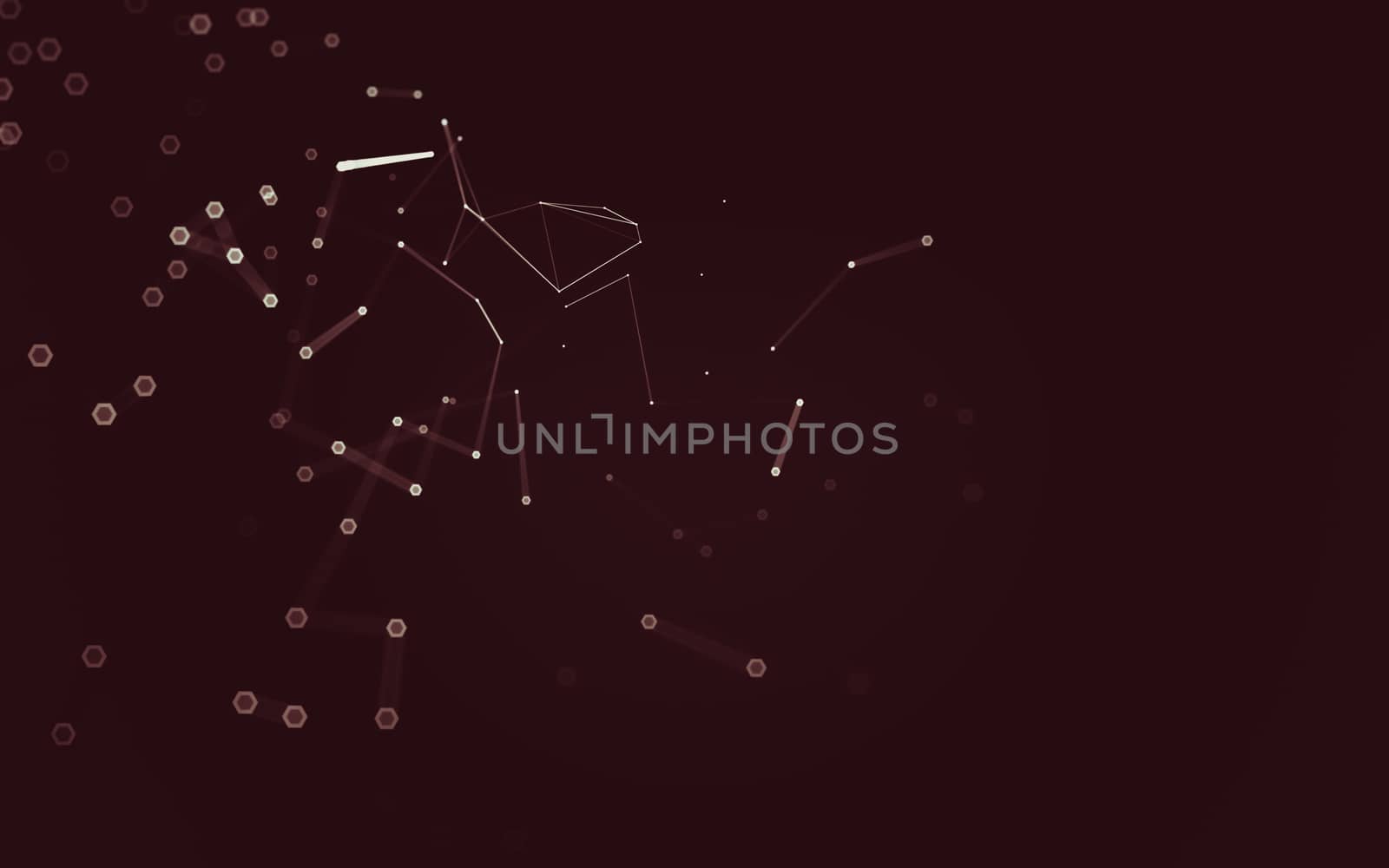 Abstract polygonal space low poly dark background with connecting dots and lines. Connection structure. 3d rendering