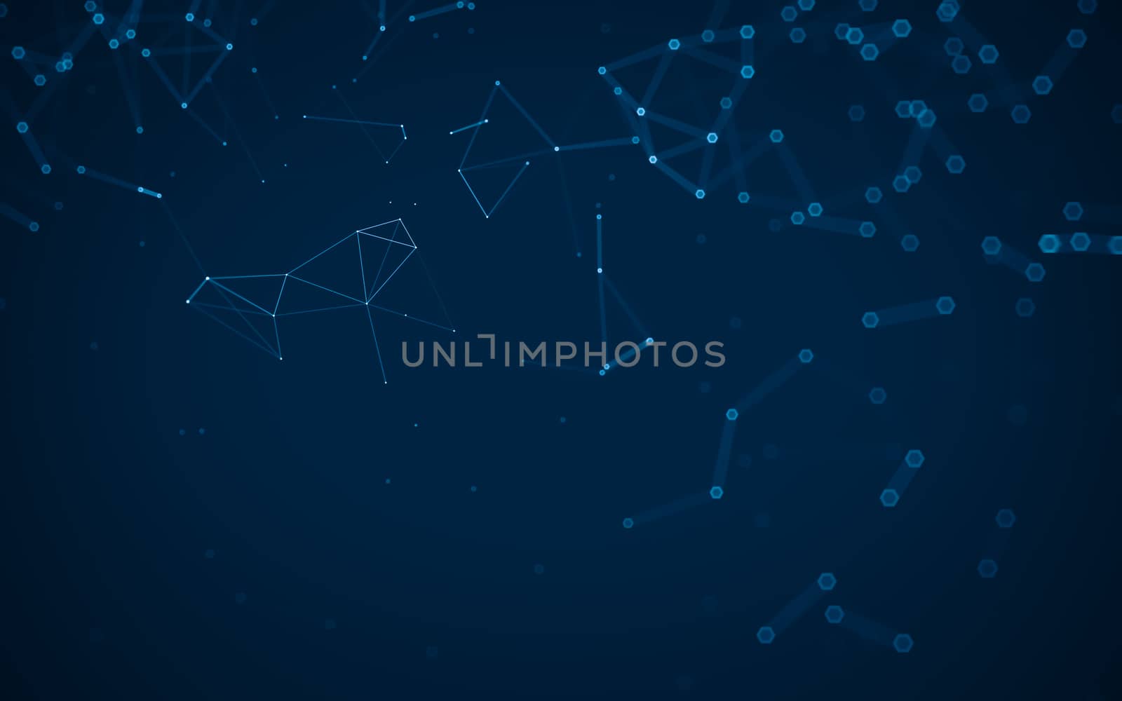 Abstract polygonal space low poly dark background with connecting dots and lines. Connection structure. 3d rendering