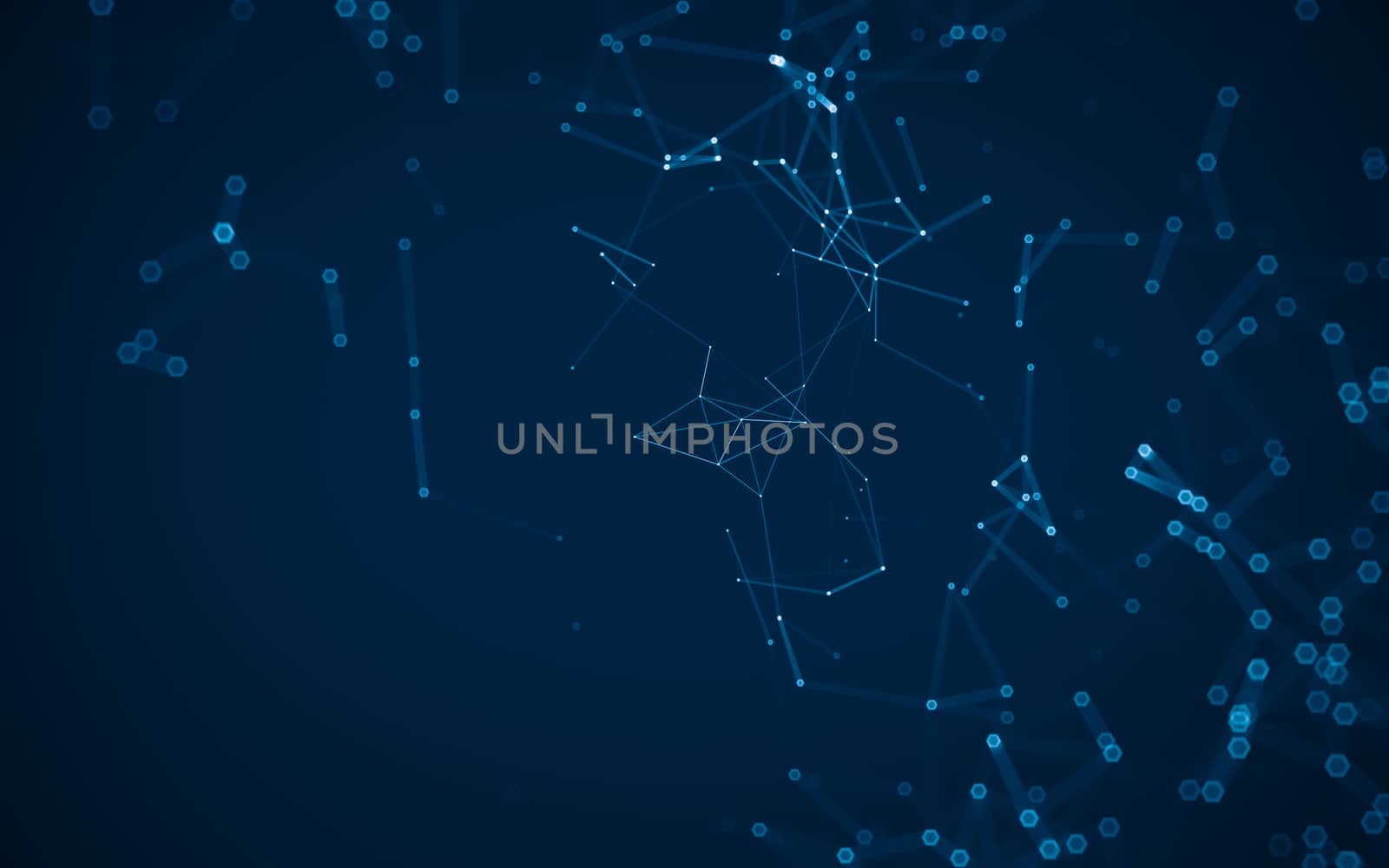 Abstract polygonal space low poly dark background with connecting dots and lines. Connection structure. 3d rendering