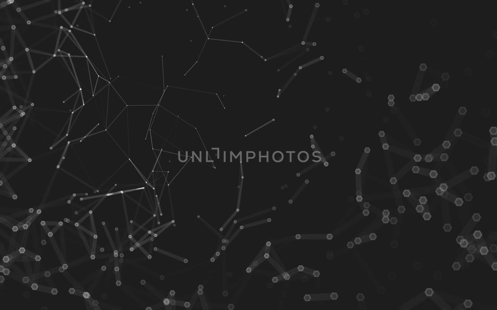 Abstract polygonal space low poly dark background with connecting dots and lines. Connection structure. 3d rendering