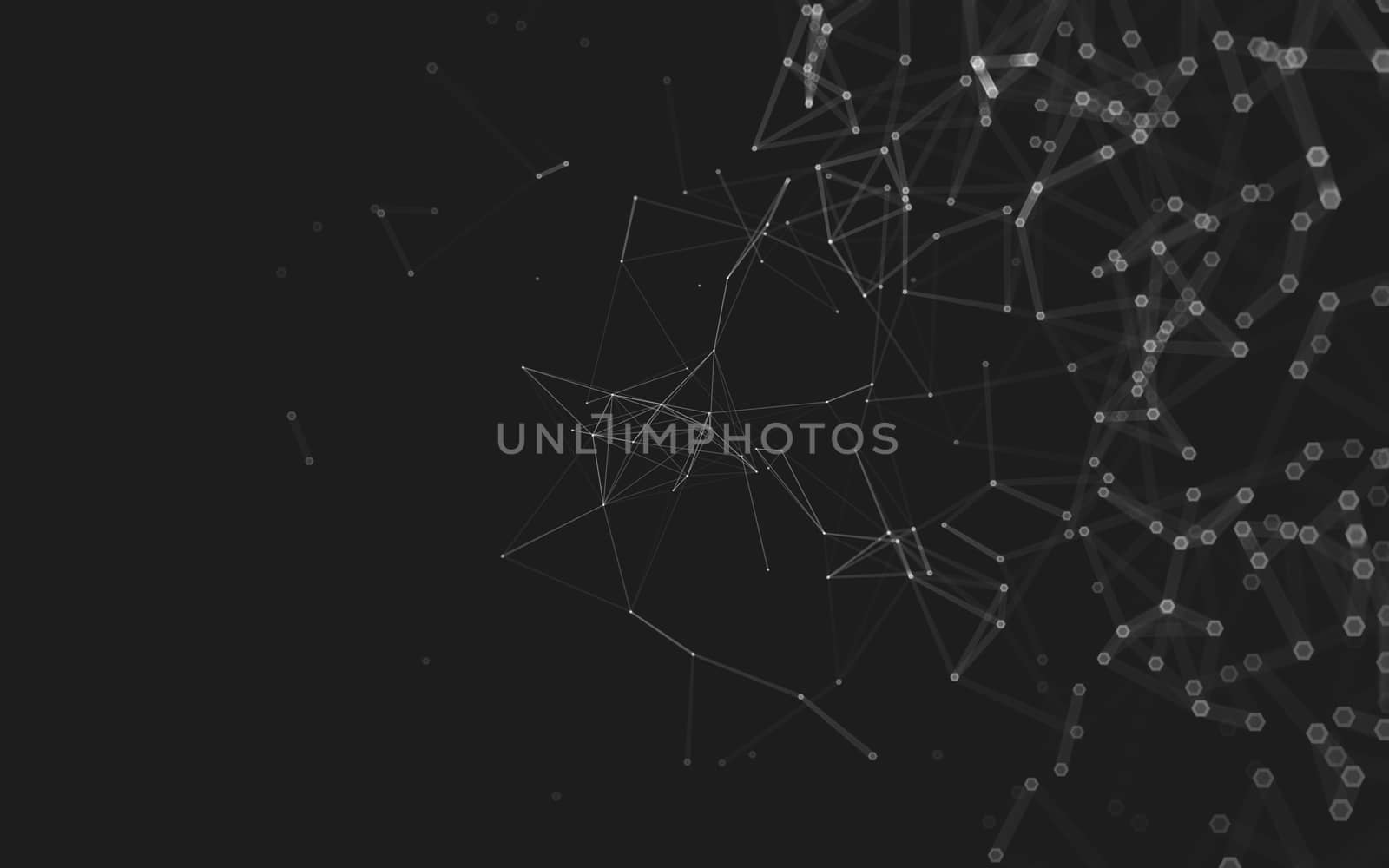 Abstract polygonal space low poly dark background with connecting dots and lines. Connection structure. 3d rendering