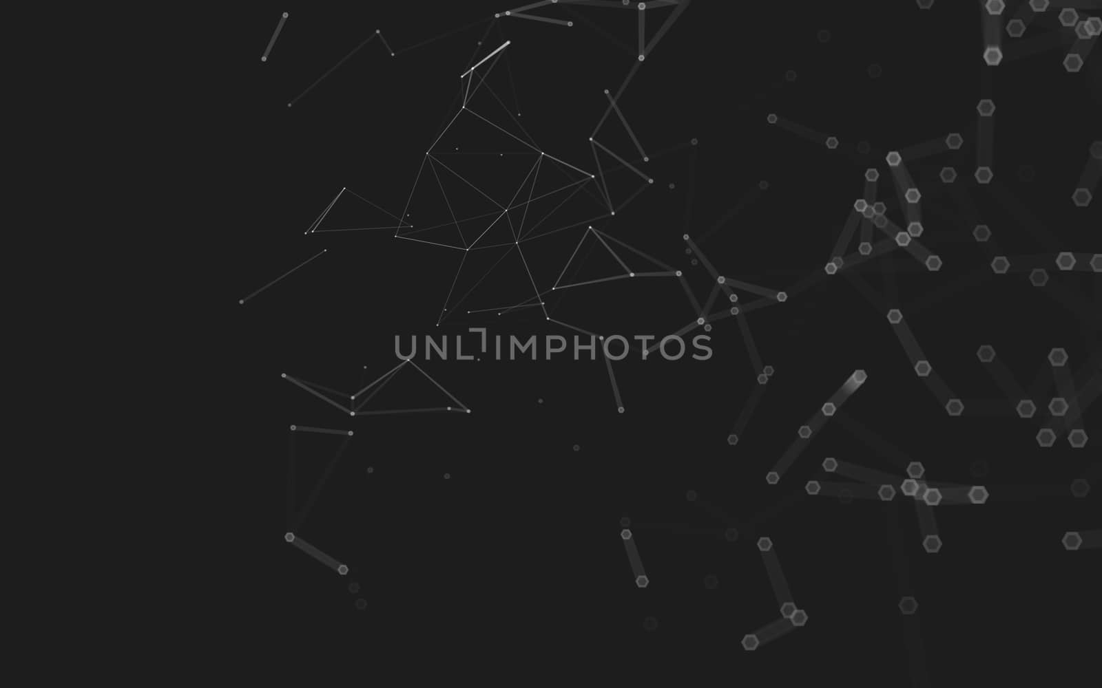 Abstract polygonal space low poly dark background with connecting dots and lines. Connection structure. 3d rendering